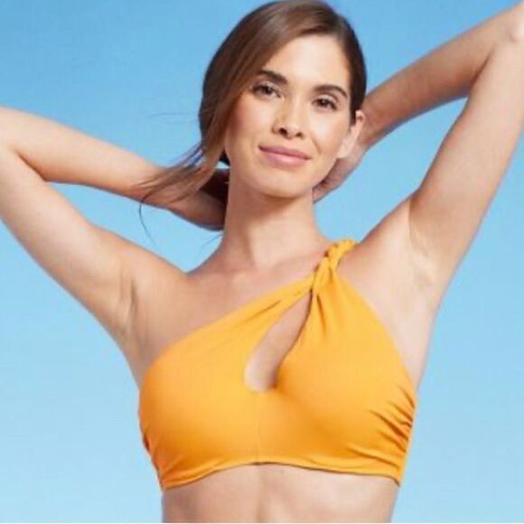 Shade&Shore Women's LightlyLined Twisted One Shoulder Keyhole Bikini Top 34D NWT - Picture 1 of 5